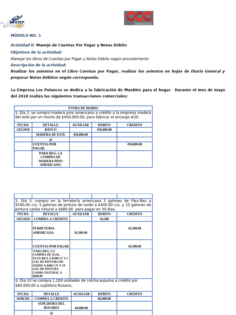 A2M5 Diario de Cuentas Por Pagar y Libro de Cuentas Por Pagar | PDF ...