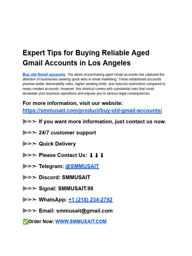 Expert Tips For Buying Reliable Aged Gmail Accounts in Los Angeles ...