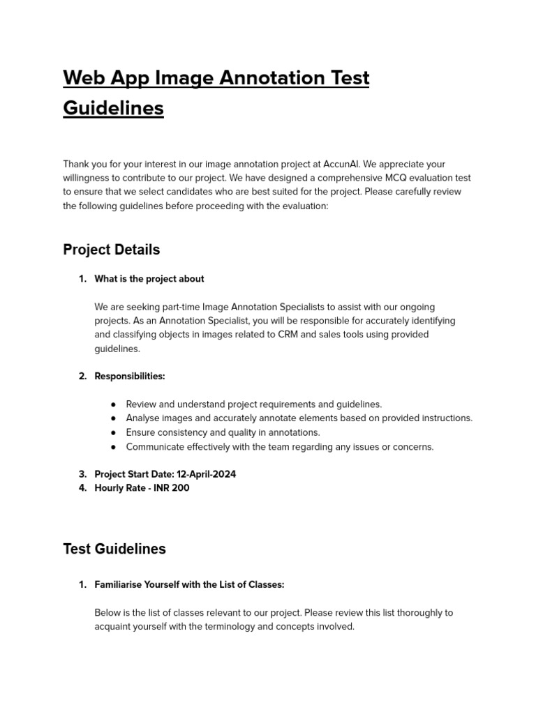Image Annotation Test Guidelines | PDF | Evaluation | Multiple Choice
