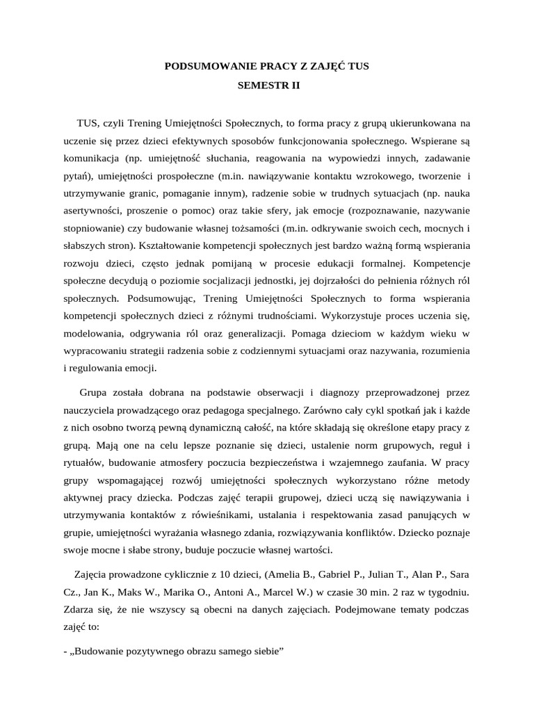 TUS Sprawozdanie II Semestr 1 | PDF