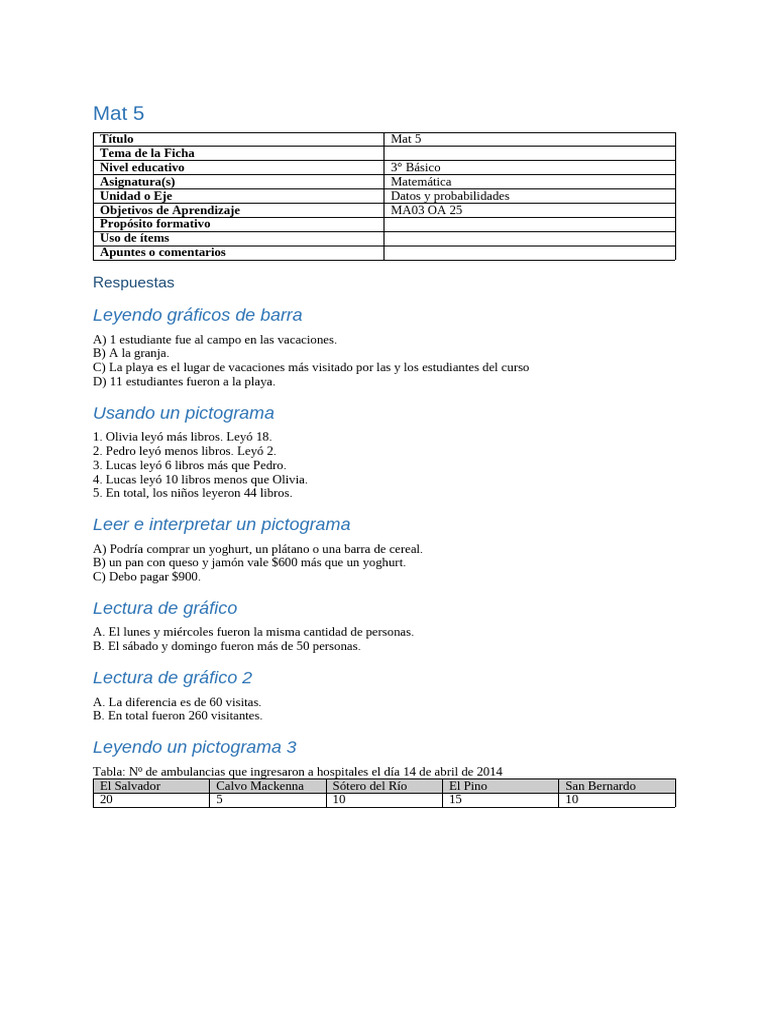 Mat 5 Respuestas | PDF