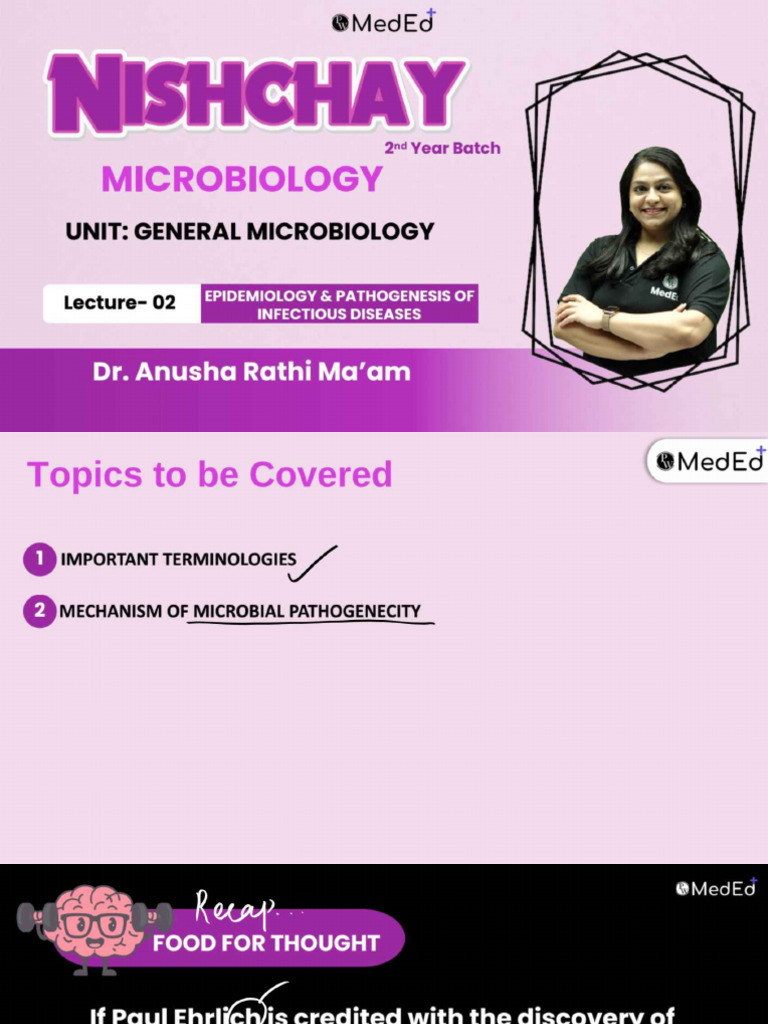 Epidemiology & Pathogenesis of Infectious Diseases 02 - Class Notes | PDF