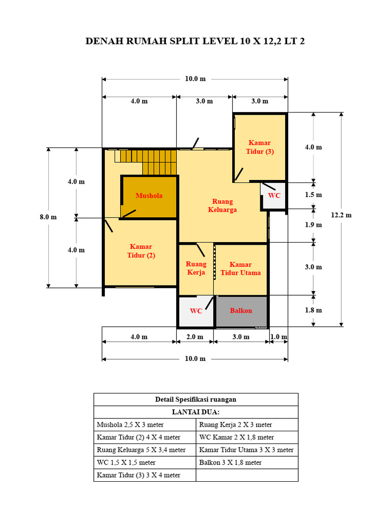 Denah Rumah Split Level 10x12 m 2 Lantai | PDF
