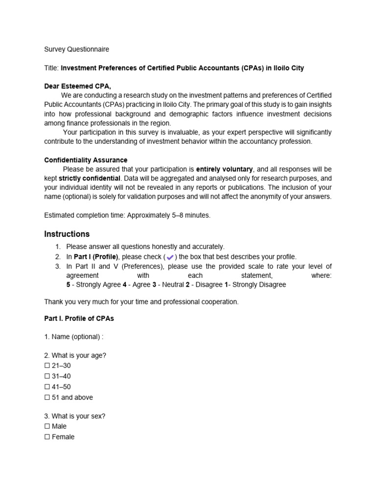 Questionnaires 2.0 Revised | PDF | Investing | Stocks