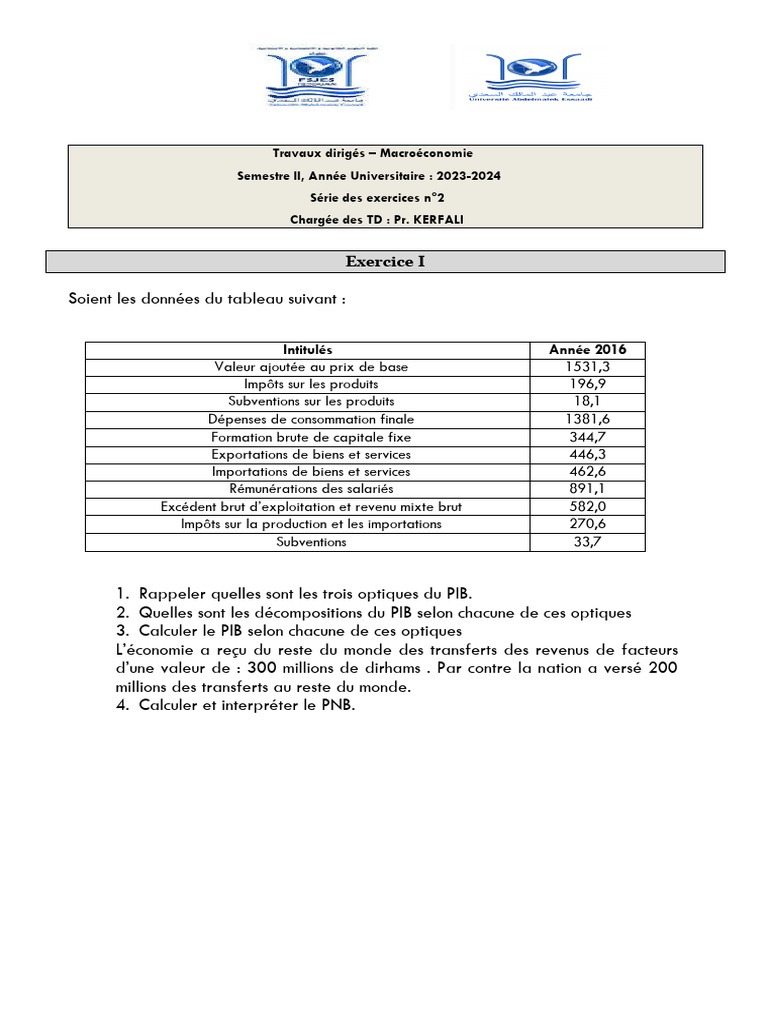 Calcul du PIB et de l'inflation en macroéconomie | PDF | Produit ...