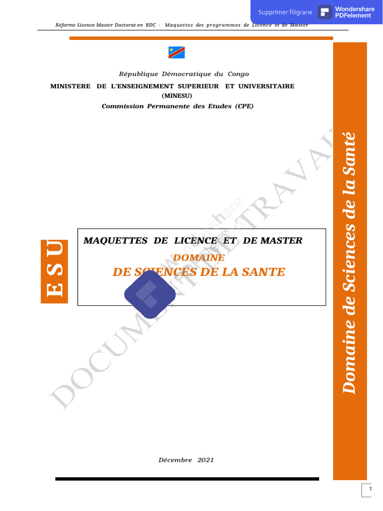 Maquettes LMD Sciences de la Santé RDC | PDF | Allaitement | Médecine ...