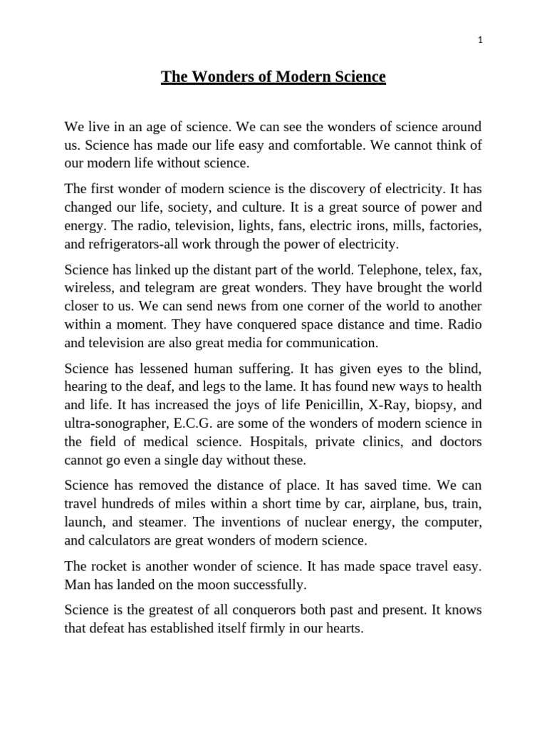 The Wonders of Modern Science | PDF