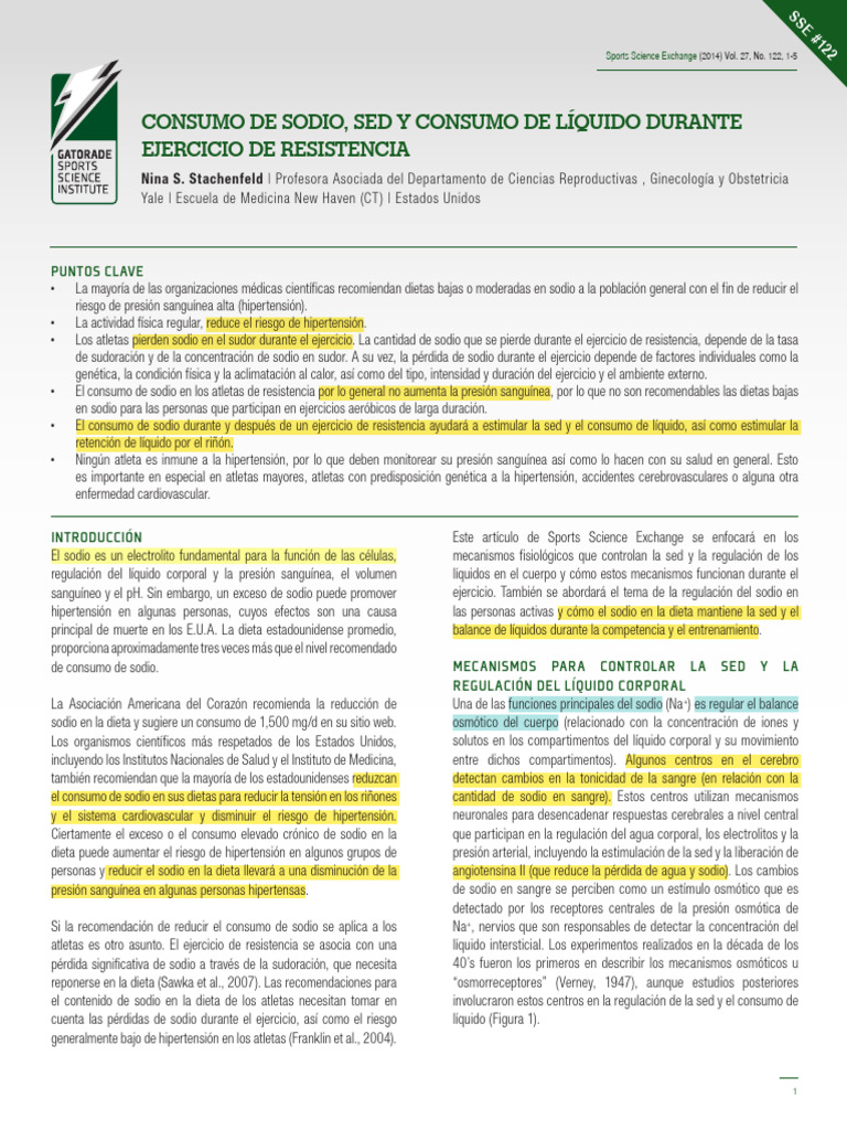 Impacto del sodio en atletas de resistencia | PDF | Sodio | Hipertensión