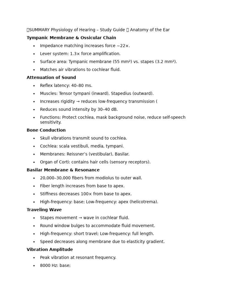 ?SUMMARY Physiology of Hearing | PDF | Auditory System | Hearing