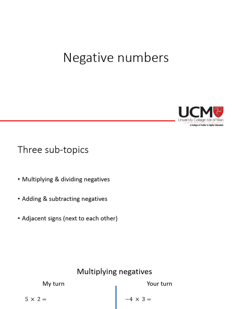 Understanding Negative Numbers Basics | PDF
