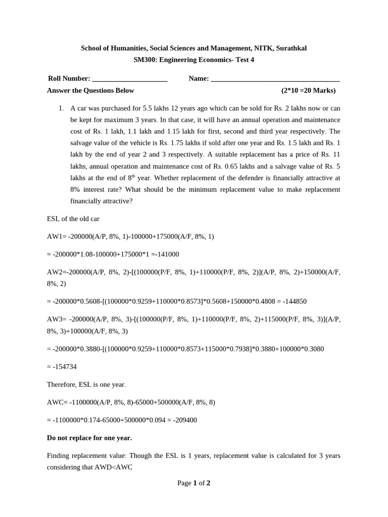 Test- 4 EC Answer Key | PDF | Financial Economics | Economies
