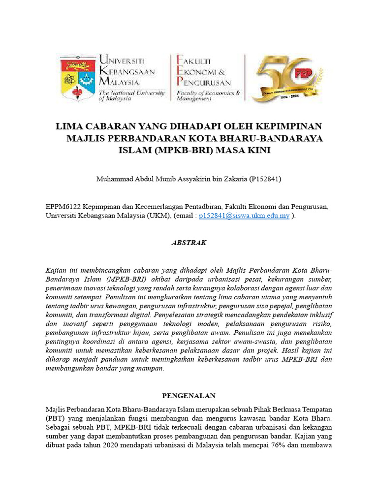 Cabaran Kepimpinan Mpkb-Bri Masa Kini | PDF