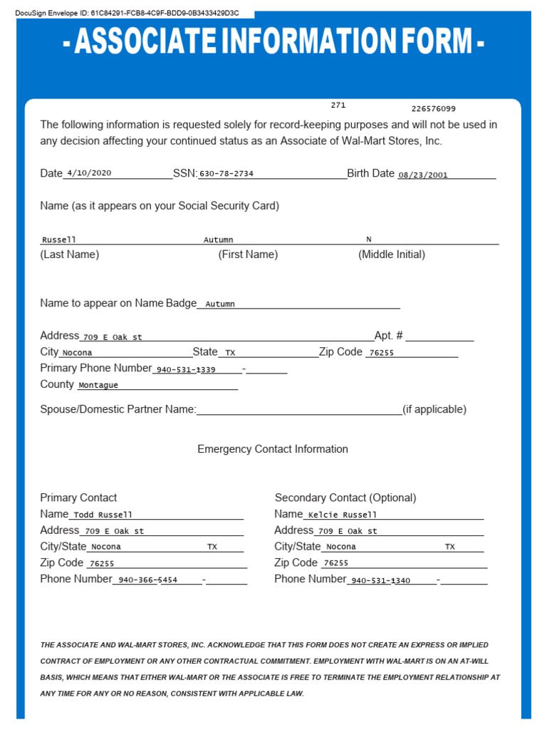 Please Sign The Walmart General Packet Autum | PDF | Race And Ethnicity ...