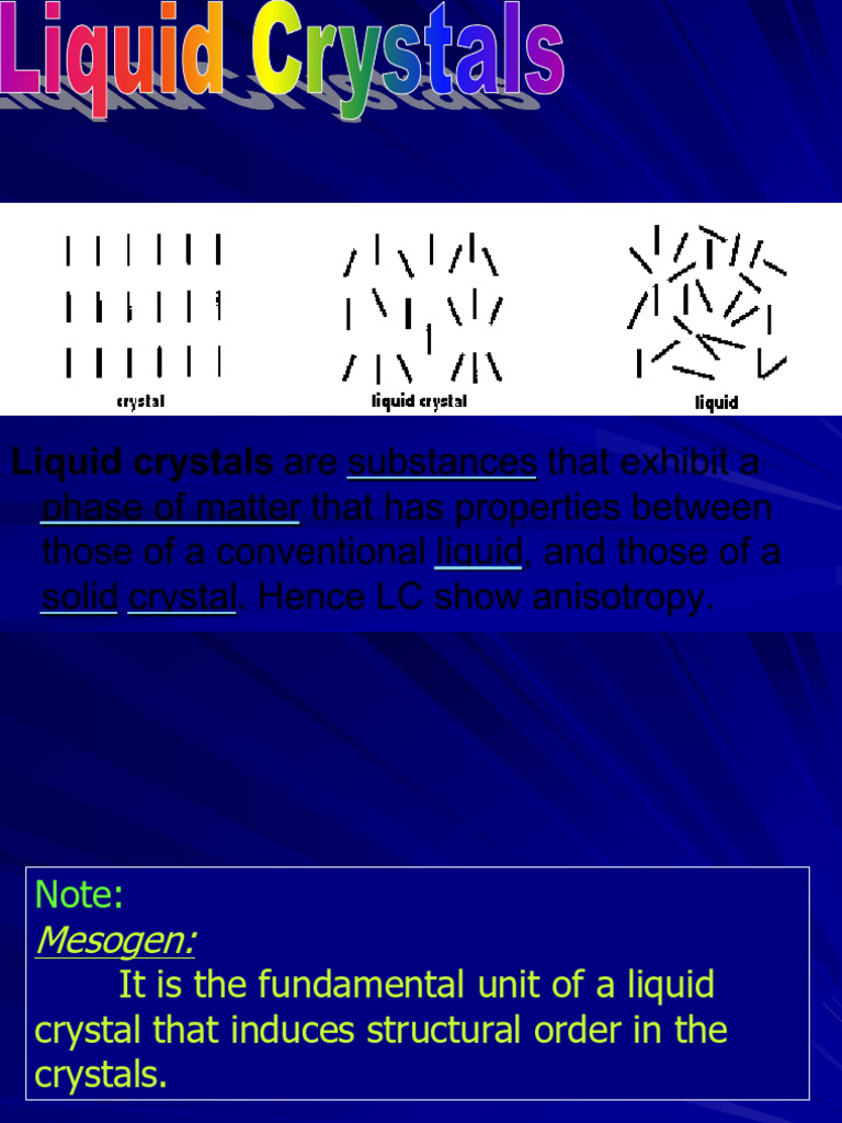 Understanding Liquid Crystals and Their Applications | PDF | Liquid ...