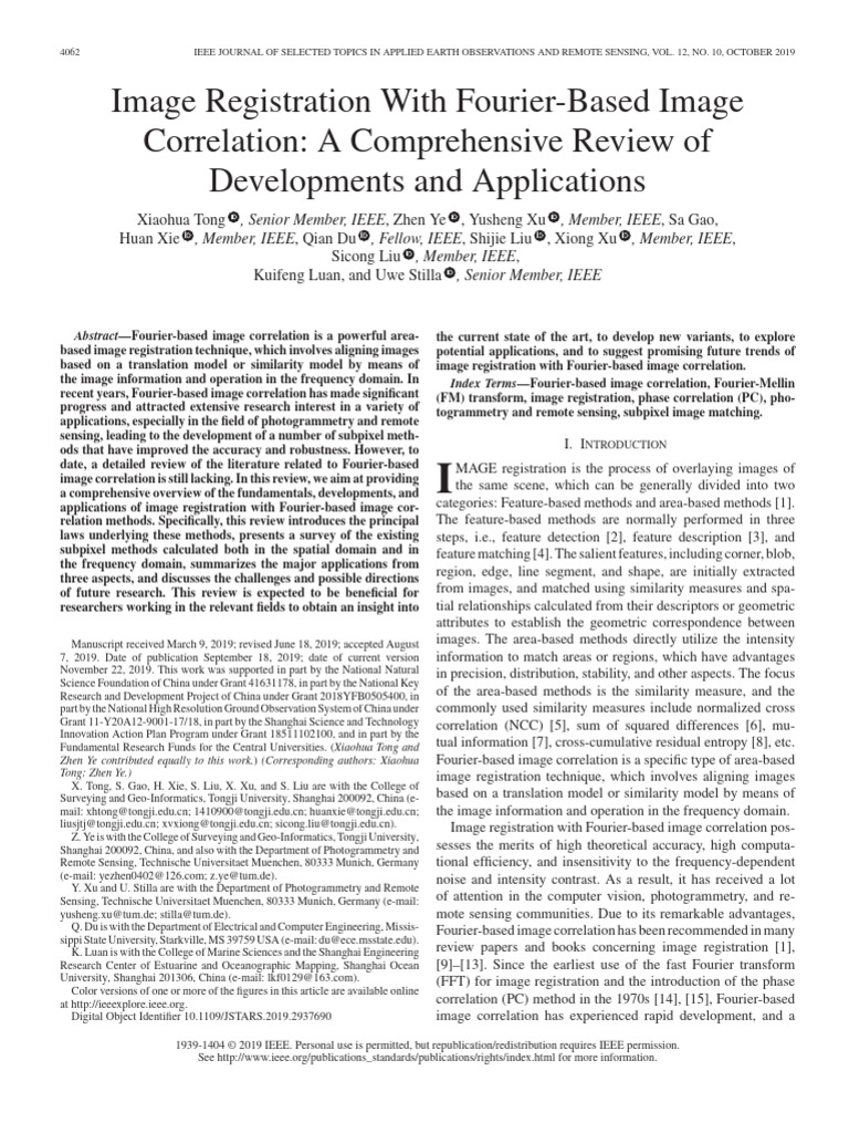 Image Registration With Fourier-Based Image Correlation A Comprehensive ...
