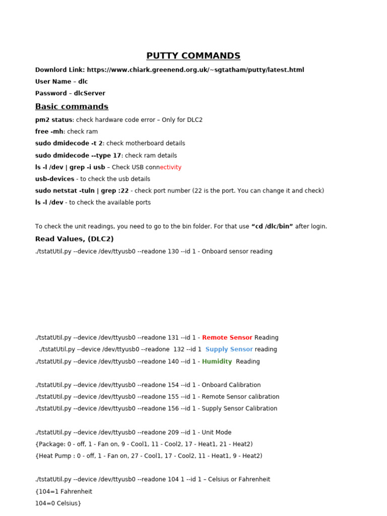 Putty Commands | PDF | Sudo | Computer Architecture