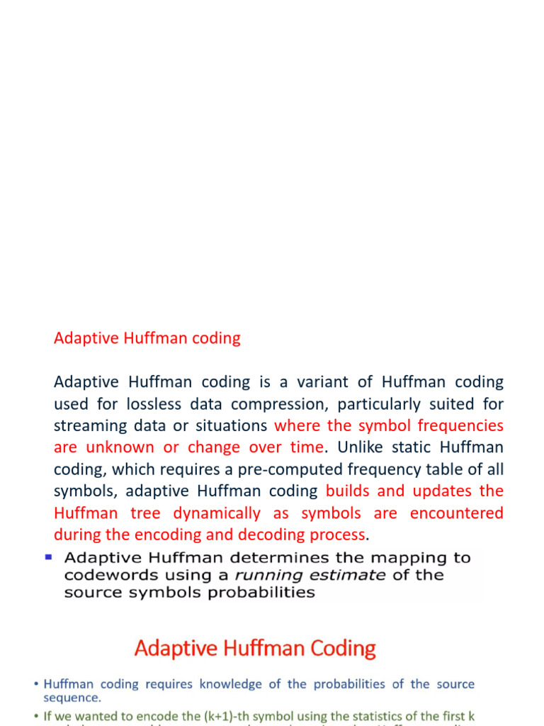 Adaptive Huffman Coding Explained | PDF | Algorithms | Algorithms And ...