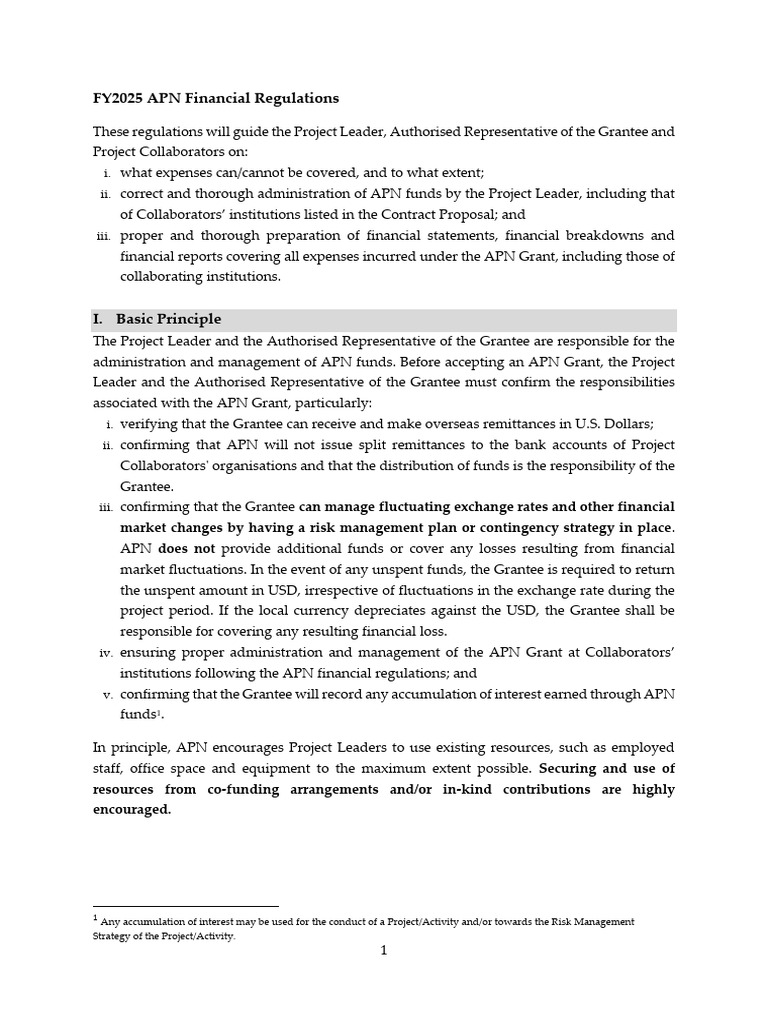 APN Funds Management Guidelines FY2025 | PDF | Per Diem | Economies