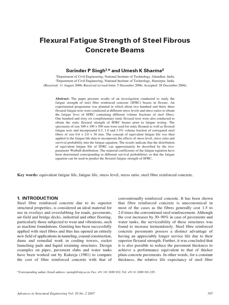 Flexural Fatigue of Steel Fiber Concrete | PDF | Fatigue (Material ...