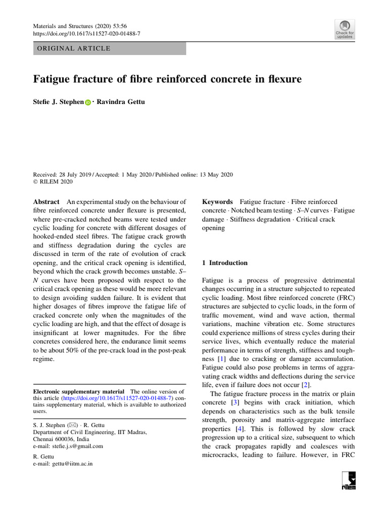 Fatigue Fracture of Fibre Reinforced Concrete in Flexure, Materials and ...