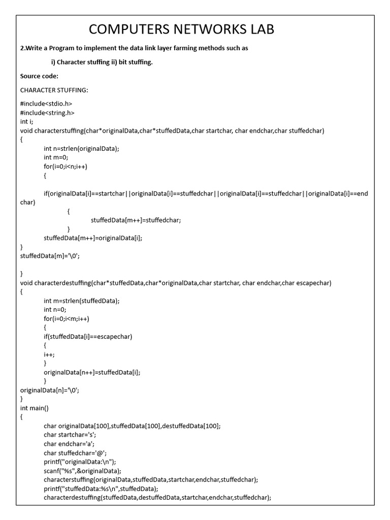 Data Link Layer Programming Techniques | PDF | Routing | Computer Science