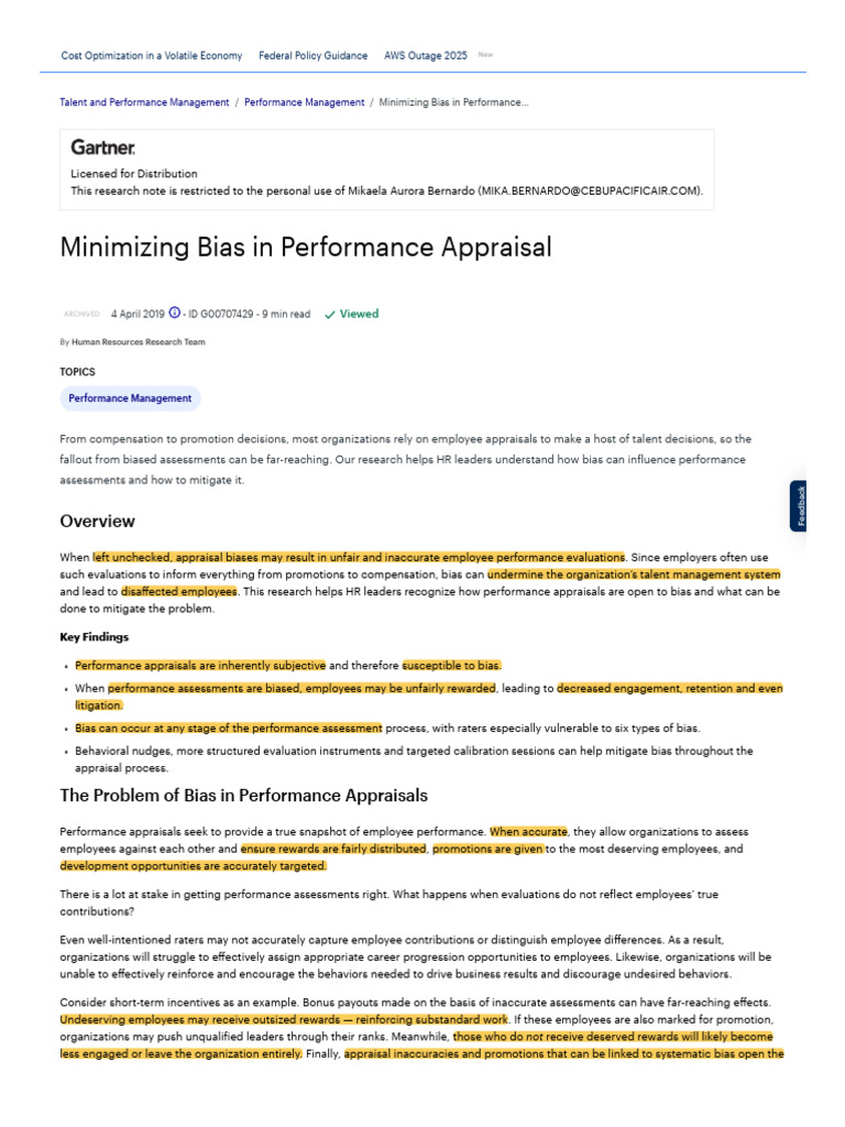 Mitigating Bias in Performance Appraisals | PDF | Performance Appraisal ...