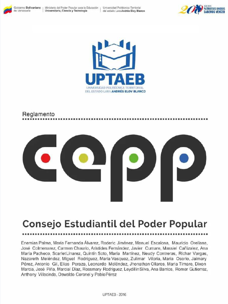 PDF Reglamento Consejo Estudiantil Del Poder Popular de La Uptaeb 2017 ...