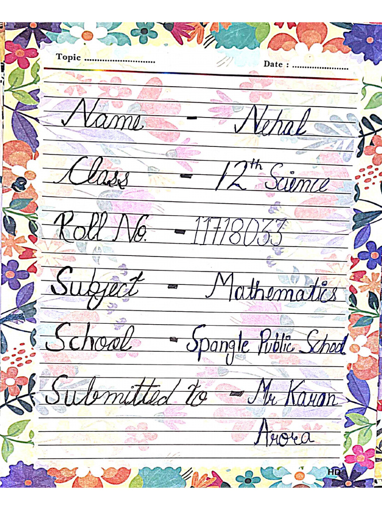 Mathematics File 12th | PDF