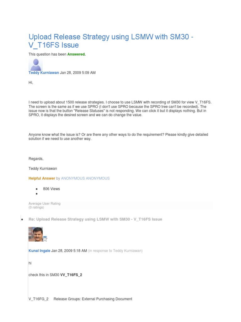 LSMW Release Strategy Upload Issue | PDF | Computing | Software