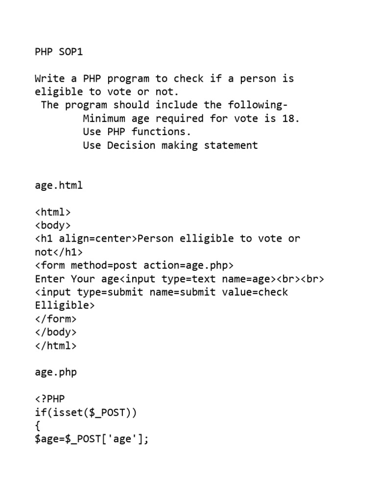 PHP Voting Eligibility Checker | PDF