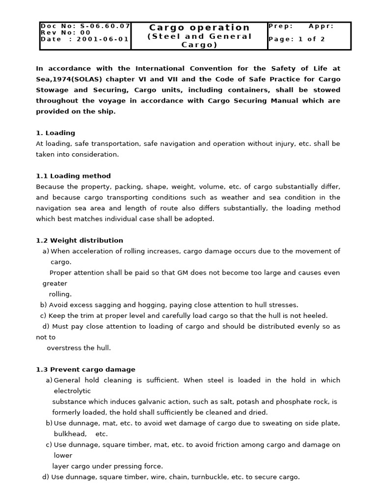 Steel Cargo Operations Guidelines | PDF