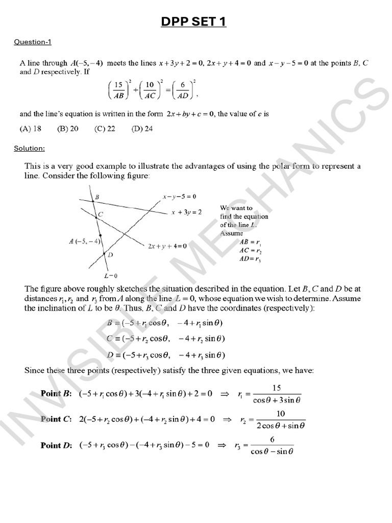 DPP Set 1 Solutions Overview | PDF