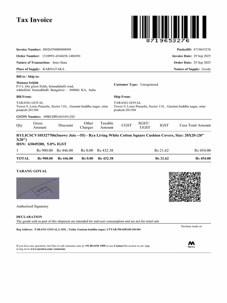 Manasa - Invoice | PDF