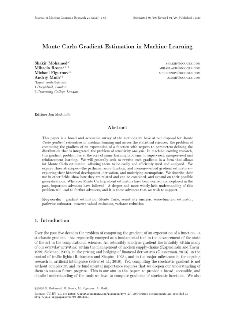 Monte Carlo Gradient Estimation in ML | PDF | Estimator | Mathematical ...