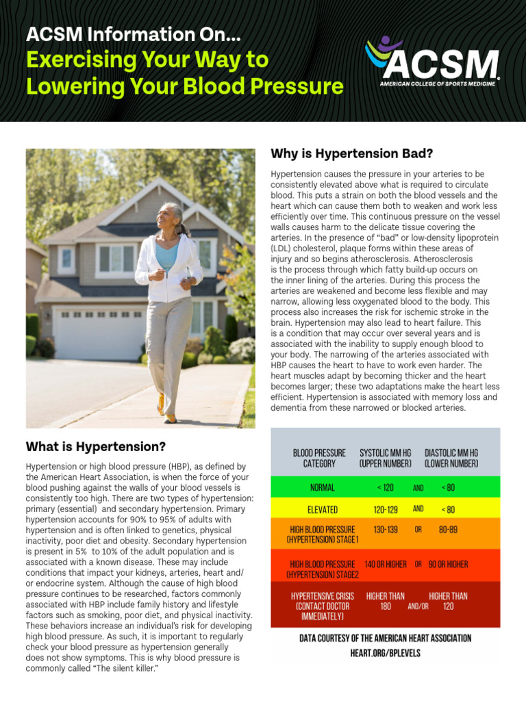 Exercising Your Way to Lowering Your Blood Pressure Handout PDF