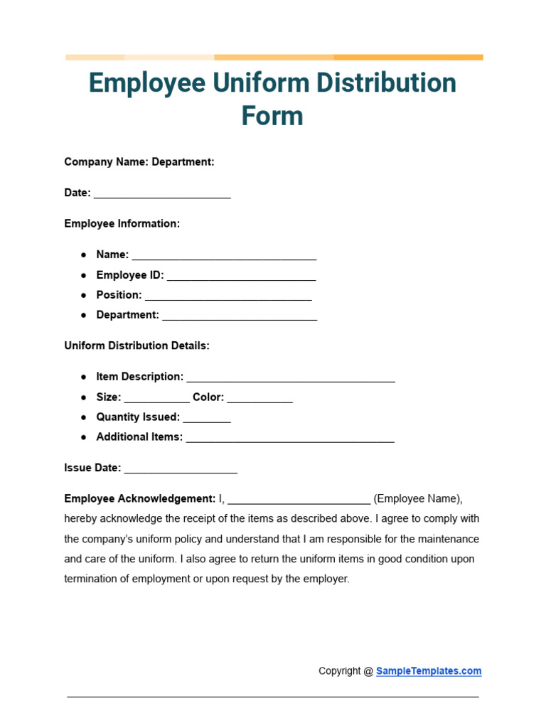 Employee Uniform Distribution Form | PDF