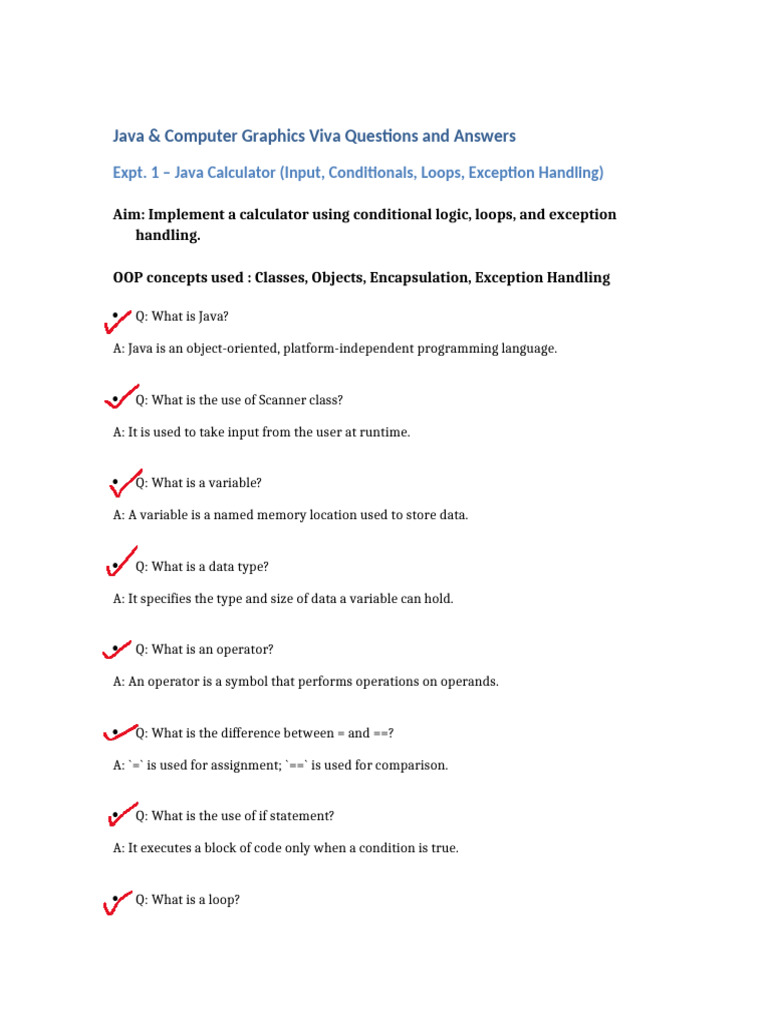 Java and Graphics Viva QA | PDF | Inheritance (Object Oriented ...