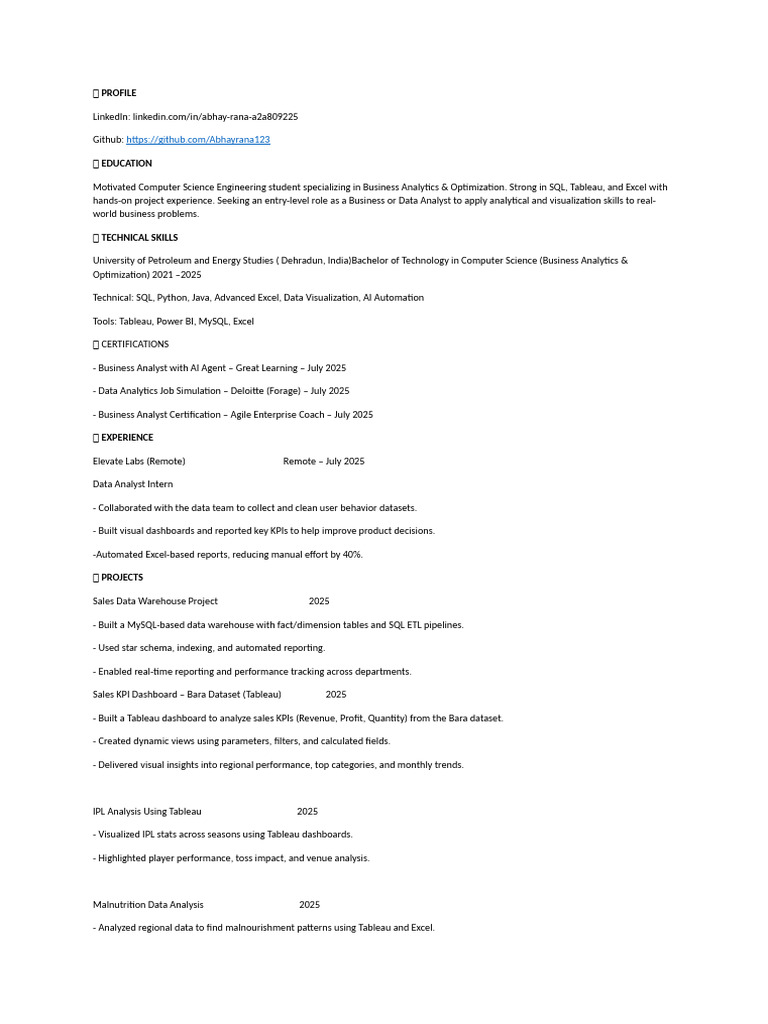Resume | PDF | Data | Analytics