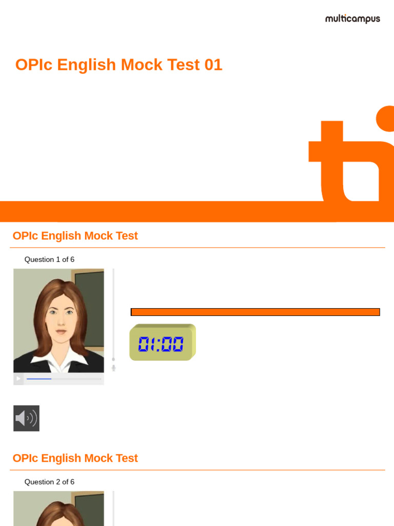 OPIc English Mock Test Questions | PDF