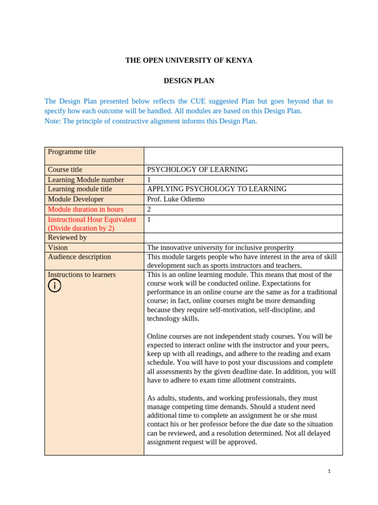 Psychology of Learning Module Overview | PDF | Learning | Educational ...