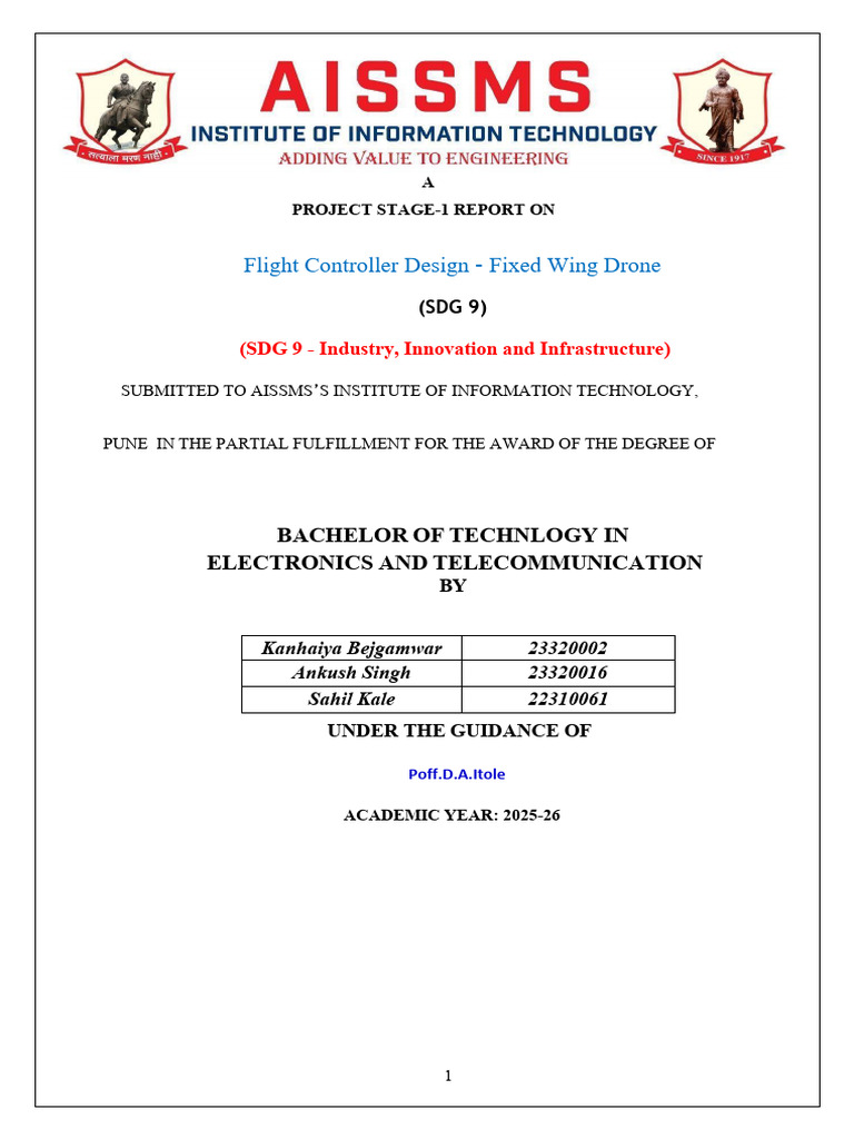Flight Controller Design for Fixed Wing Drone | PDF | Unmanned Aerial ...