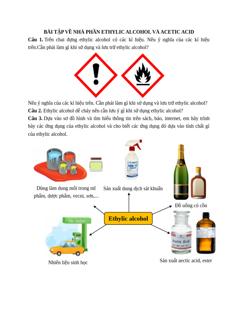 Bài Tập Về Nhà Phần Ethylic Alcohol Và Acetic Acid | PDF