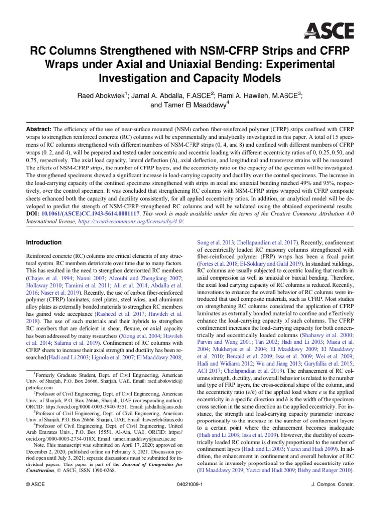 Strengthening RC Columns with CFRP | PDF | Strength Of Materials ...