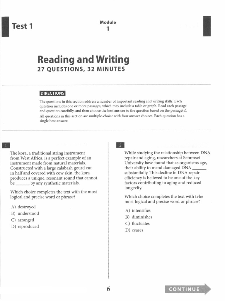 TM Practice Test 1 Verbal Module 1 | PDF