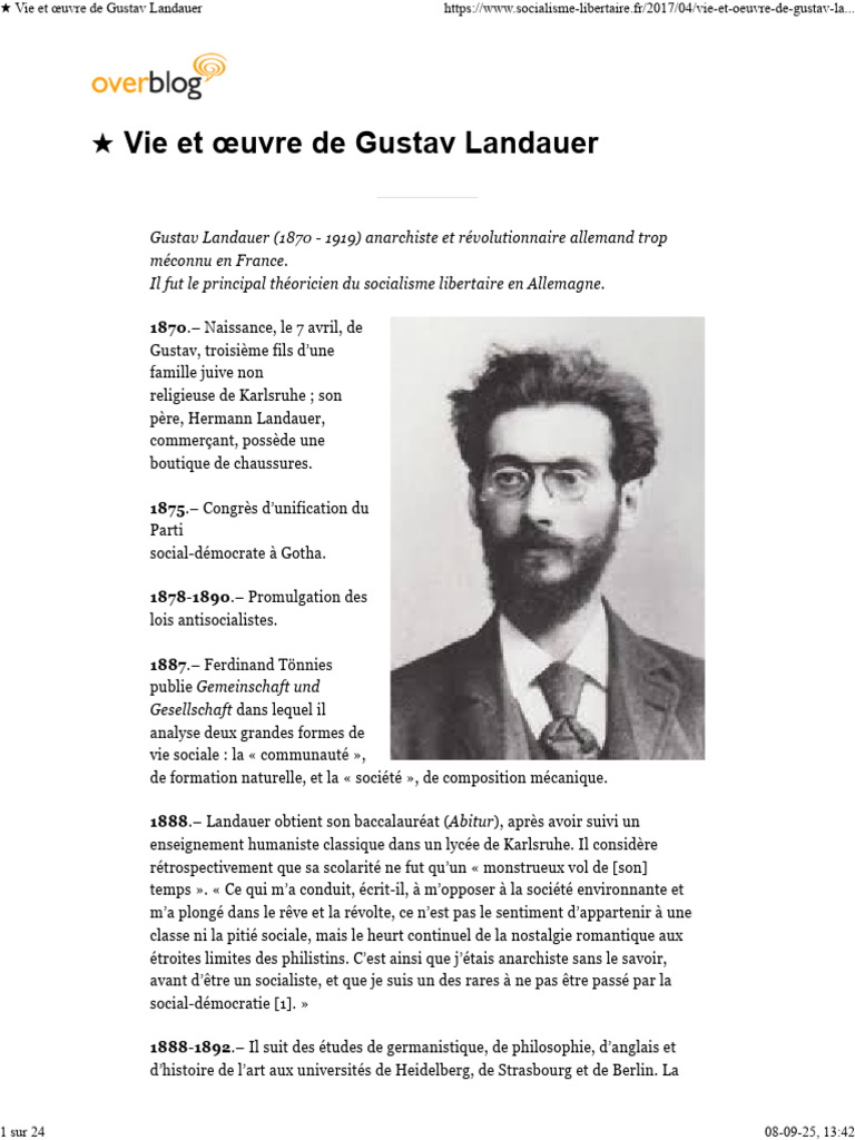Vie et pensée de Gustav Landauer | PDF | Socialisme | Anarchisme