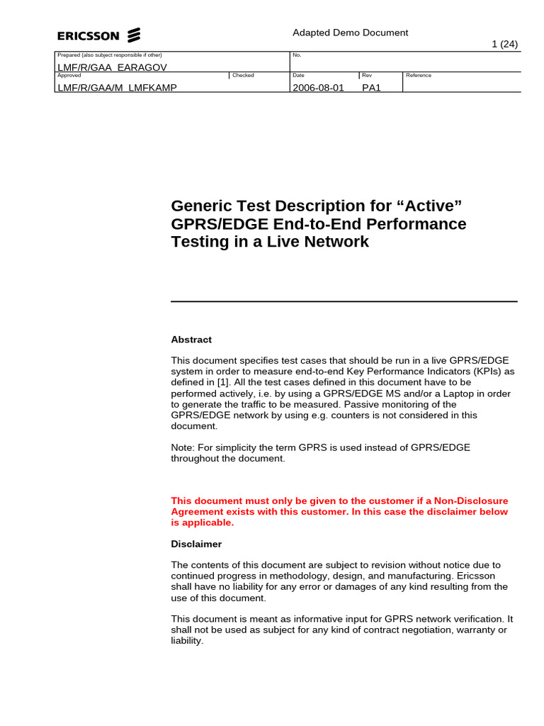 GPRS/EDGE Performance Testing Guide | PDF | Transmission Control ...