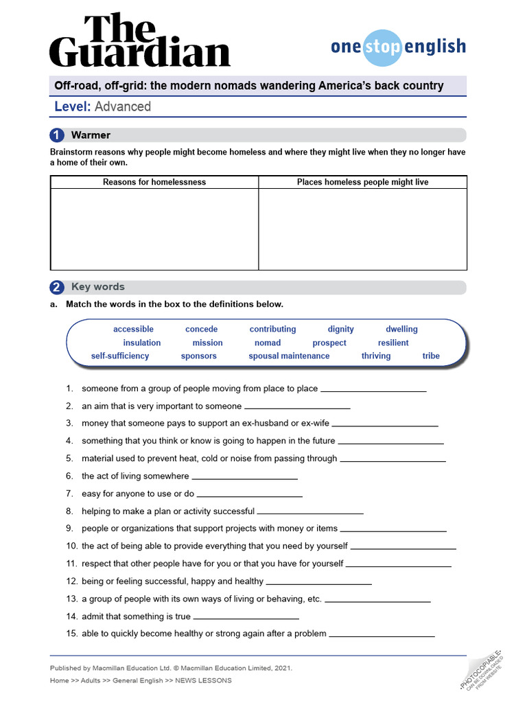 News Lessons Modernnomads Worksheet Advancedp2 588769 | PDF