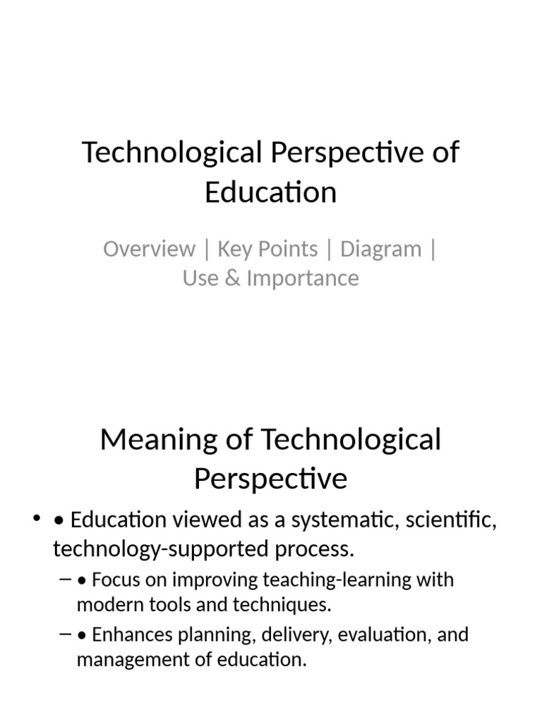 Technological Perspective of Education | PDF