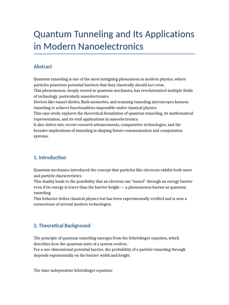 Quantum Tunneling in Nanoelectronics | PDF | Quantum Tunnelling ...