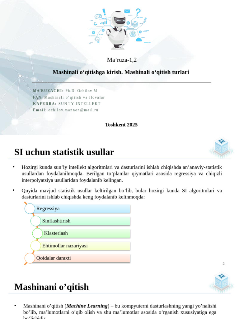 1,2 Ma'ruza2 | PDF